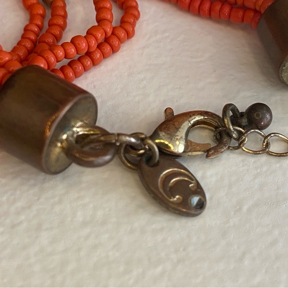 Red Seed Bead Multi Strand Bracelet | Vintage Southwest Boho Beaded Bracelet - Picture 3 of 7